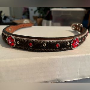 Western leather bling dog collar